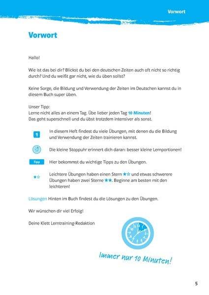10-Minuten-Training Deutsch Grammatik Zeiten 5. - 7. Klasse