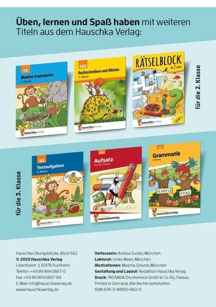 Mathe und Deutsch 2. Klasse Übungsblock