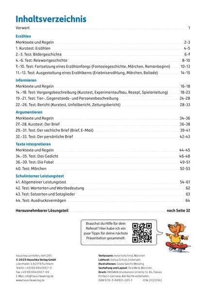 Übungsheft mit Tests in Deutsch - Aufsatz Gymnasium 5. Klasse