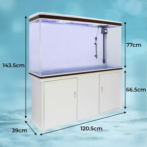 300L Aquarium Komplettset mit Unterschrank & blauer Kies 300L Aquarium Komplettset mit Unterschrank & blauer Kies