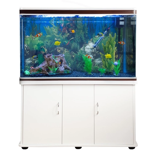 300L Aquarium Komplettset mit Unterschrank & blauer Kies 300L Aquarium Komplettset mit Unterschrank & blauer Kies