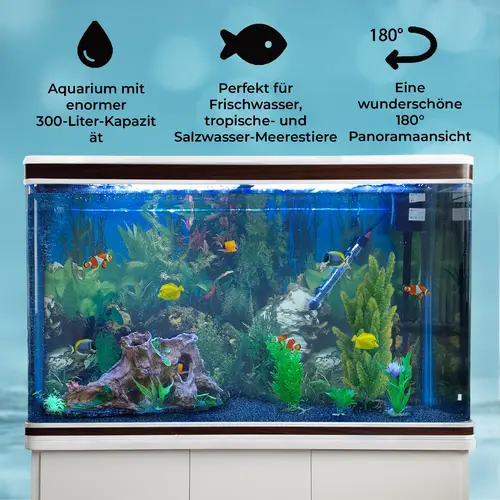 300L Aquarium Komplettset mit Unterschrank & blauer Kies 300L Aquarium Komplettset mit Unterschrank & blauer Kies