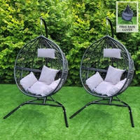 2 Polyrattan Hängesessel Schwarz 2 Polyrattan Hängesessel Schwarz