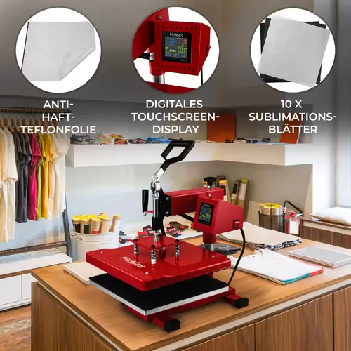 Schwenkbare Transferpresse 38cm x 38cm, Teflonmatte & Sublimationspapier Schwenkbare Transferpresse 38cm x 38cm, Teflonmatte & Sublimationspapier