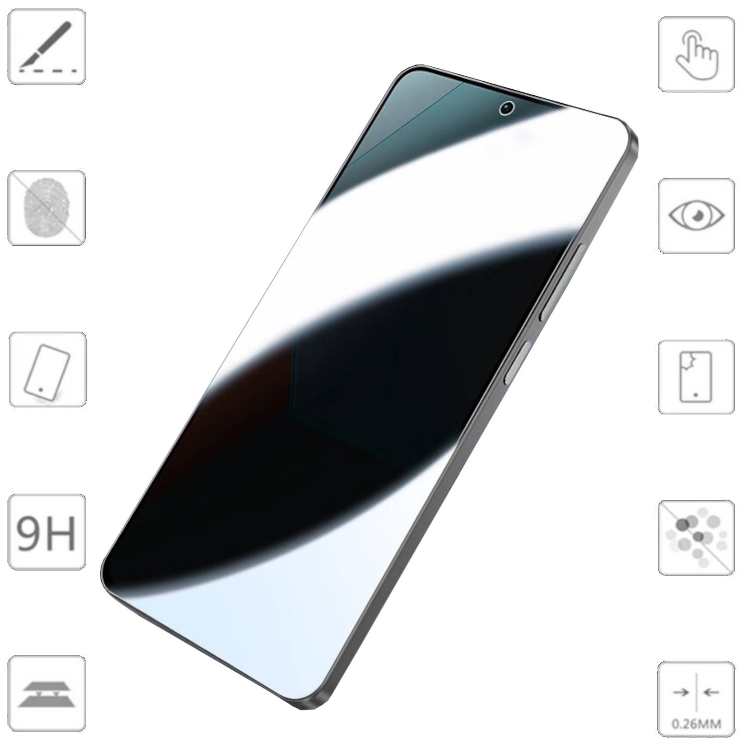 Für Xiaomi Poco M6 Pro 4G 2x 2.5D 0,26mm Privacy H9 Hart Glas Schutz