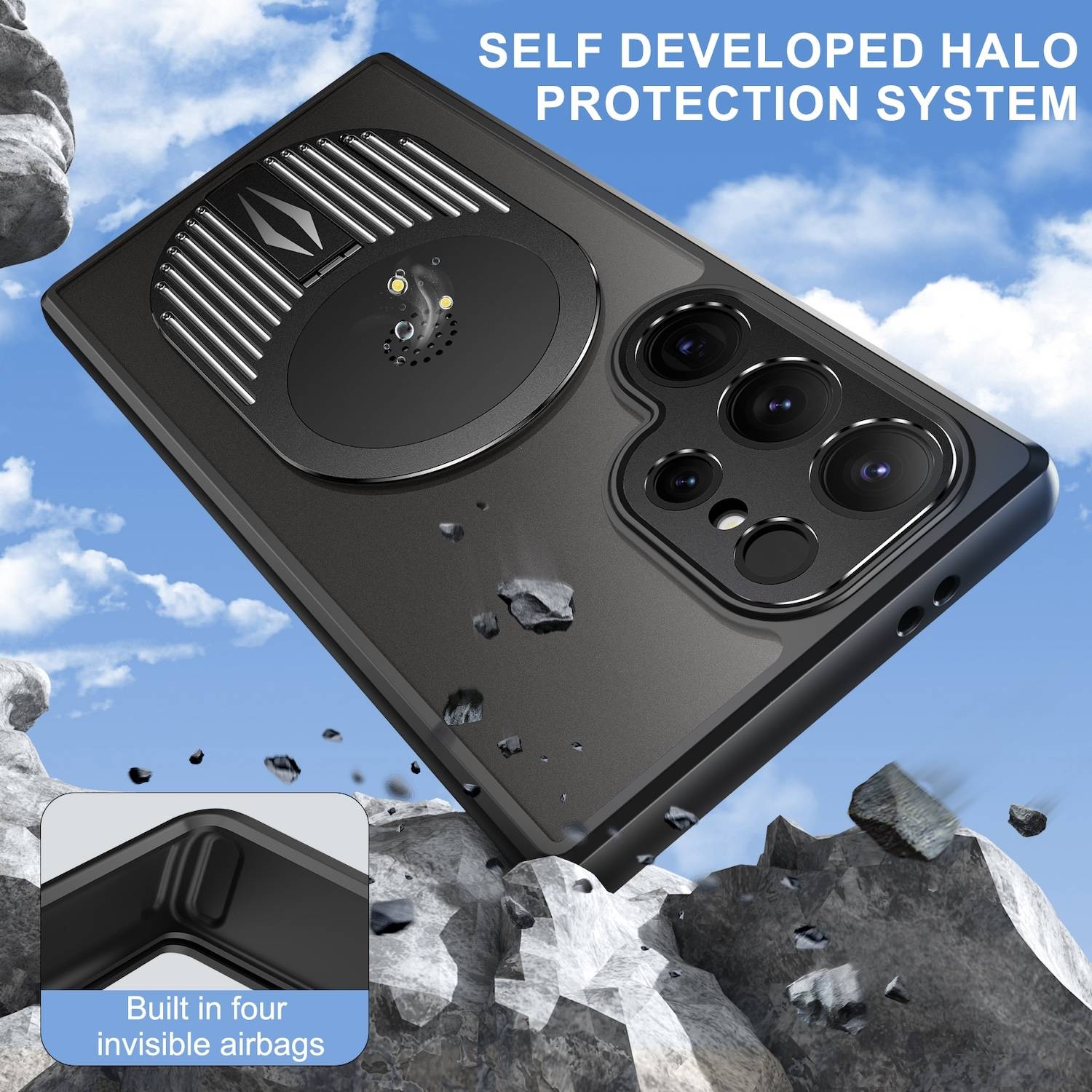 Für Samsung Galaxy S24 Ultra MagSafe Hitzeableitende Hülle Halterung Schwarz