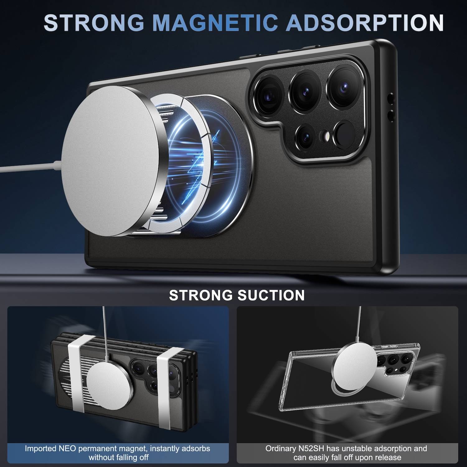 Für Samsung Galaxy S24 Ultra MagSafe Hitzeableitende Hülle Halterung Schwarz