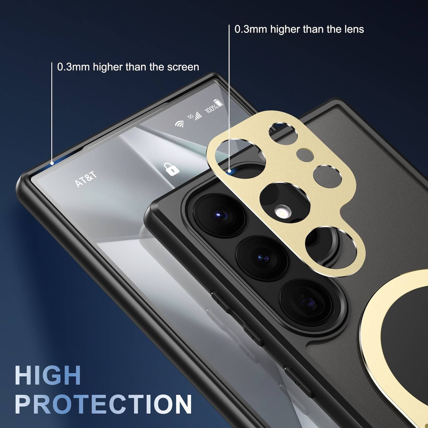 Für Samsung Galaxy S24 Ultra MagSafe Hitzeableitende Hülle mit Halterung Gold
