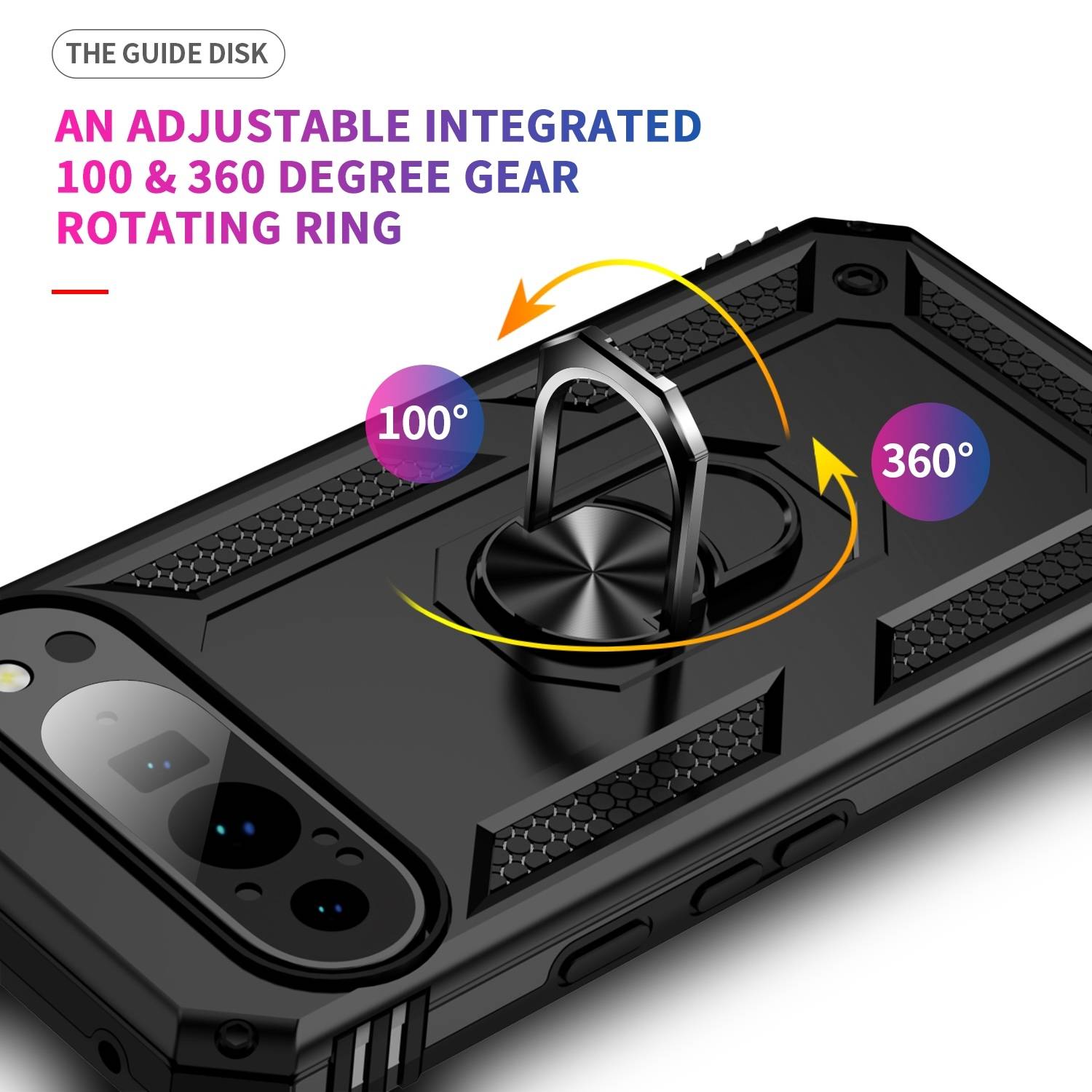 Für Google Pixel 9 Pro XL Armor Magnet Ring TPU Cover Hülle Schwarz