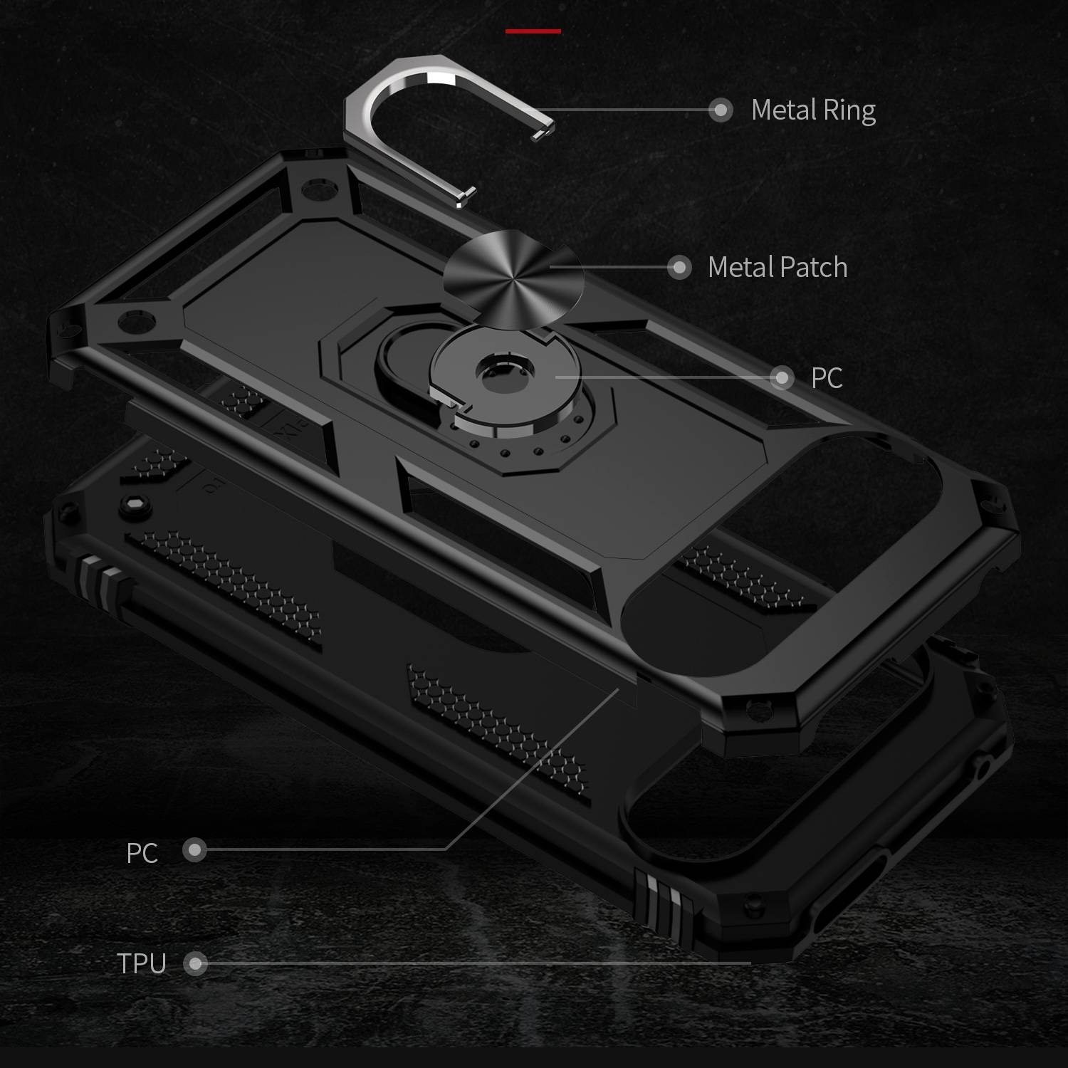Für Google Pixel 9 Pro XL Armor Magnet Ring TPU Cover Hülle Schwarz