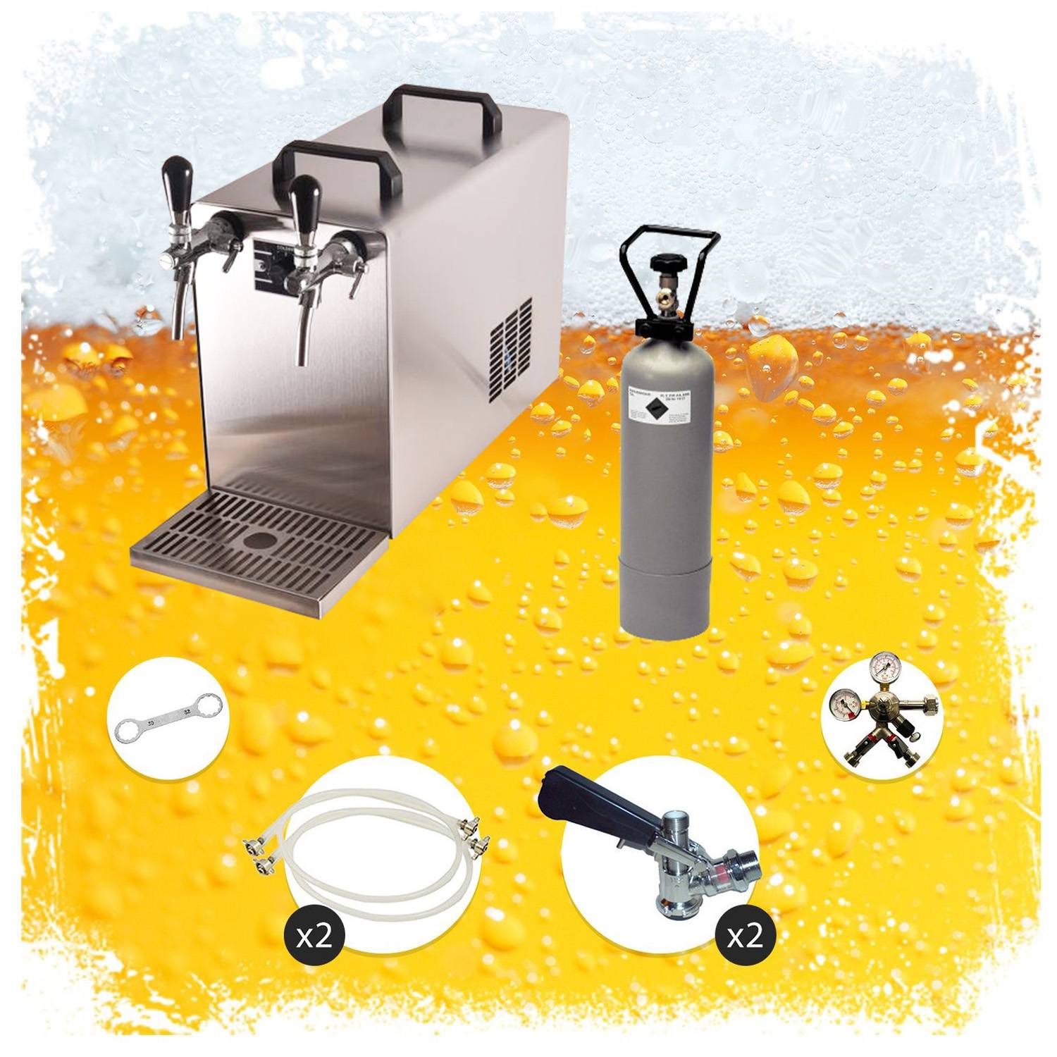 STREAM 50 Bierkoffer,Durchlaufkühler 2-leitig Trockenkühler, 55 L/h, Kombi,Korb