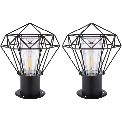 Sockelleuchte Außen Standleuchte Garten schwarz Außenstehleuchte Edelstahl, Industrial Design Gitterschirm, 1x E27, LxH 22,5 x 31,5 cm, 2er Set Sockelleuchte Außen Standleuchte Garten schwarz Außenstehleuchte Edelstahl, Industrial Design Gitterschirm, 1x E27, LxH 22,5 x 31,5 cm, 2er Set