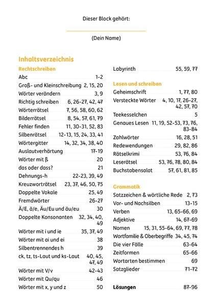 Mein Rätselblock Deutsch 4. Klasse