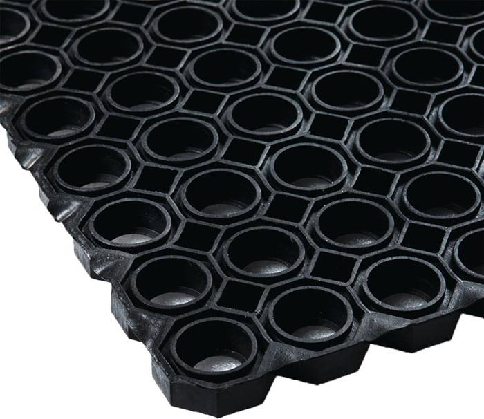 Gum.Wabenmatte B.1m L.1,5m D.22mm schwarz NR/SBR o.Gewebeeinlage