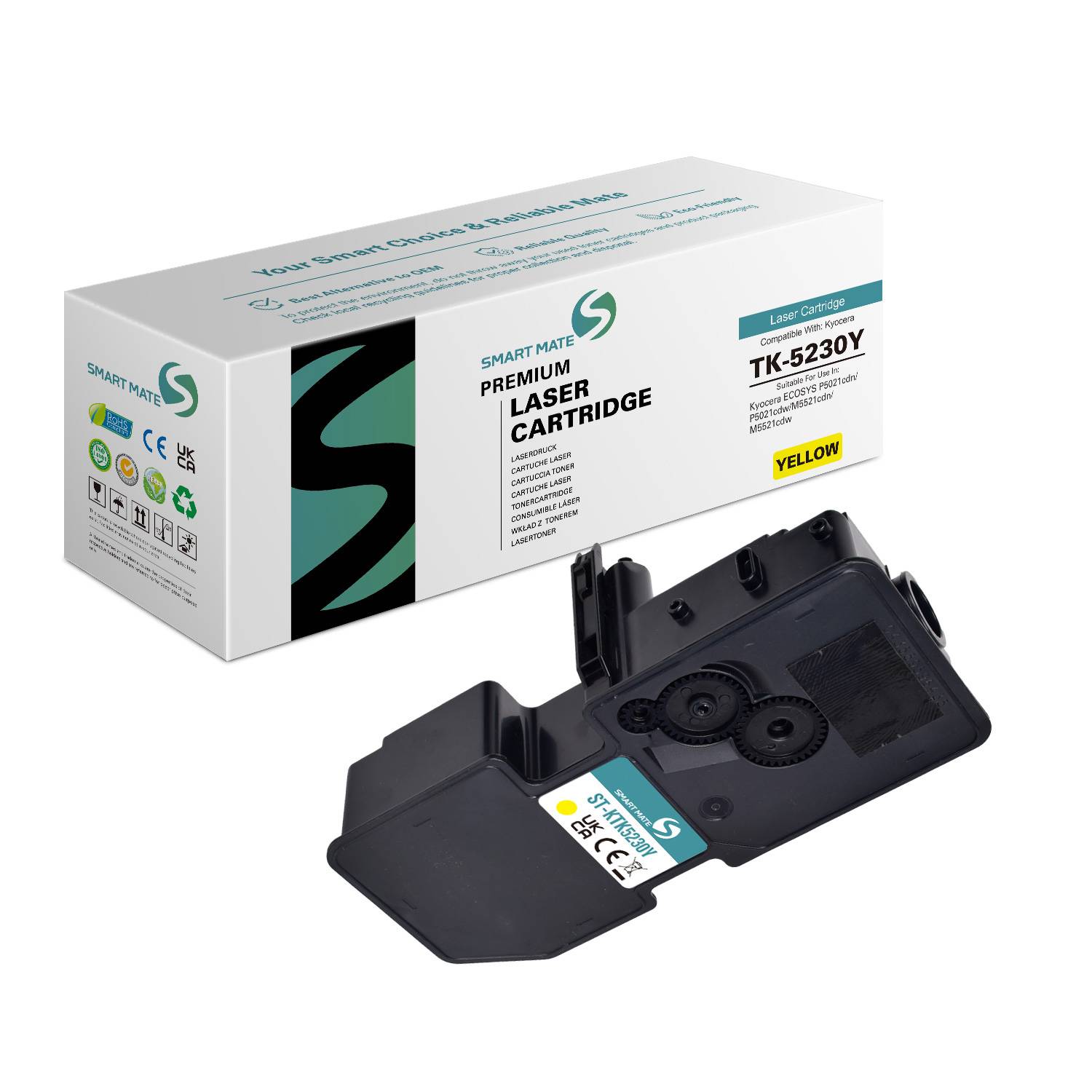 SmartMate wiederaufbereitete Laser Toner Patrone für Kyocera 1T02R9ANL0 (TK-5230Y) Gelb