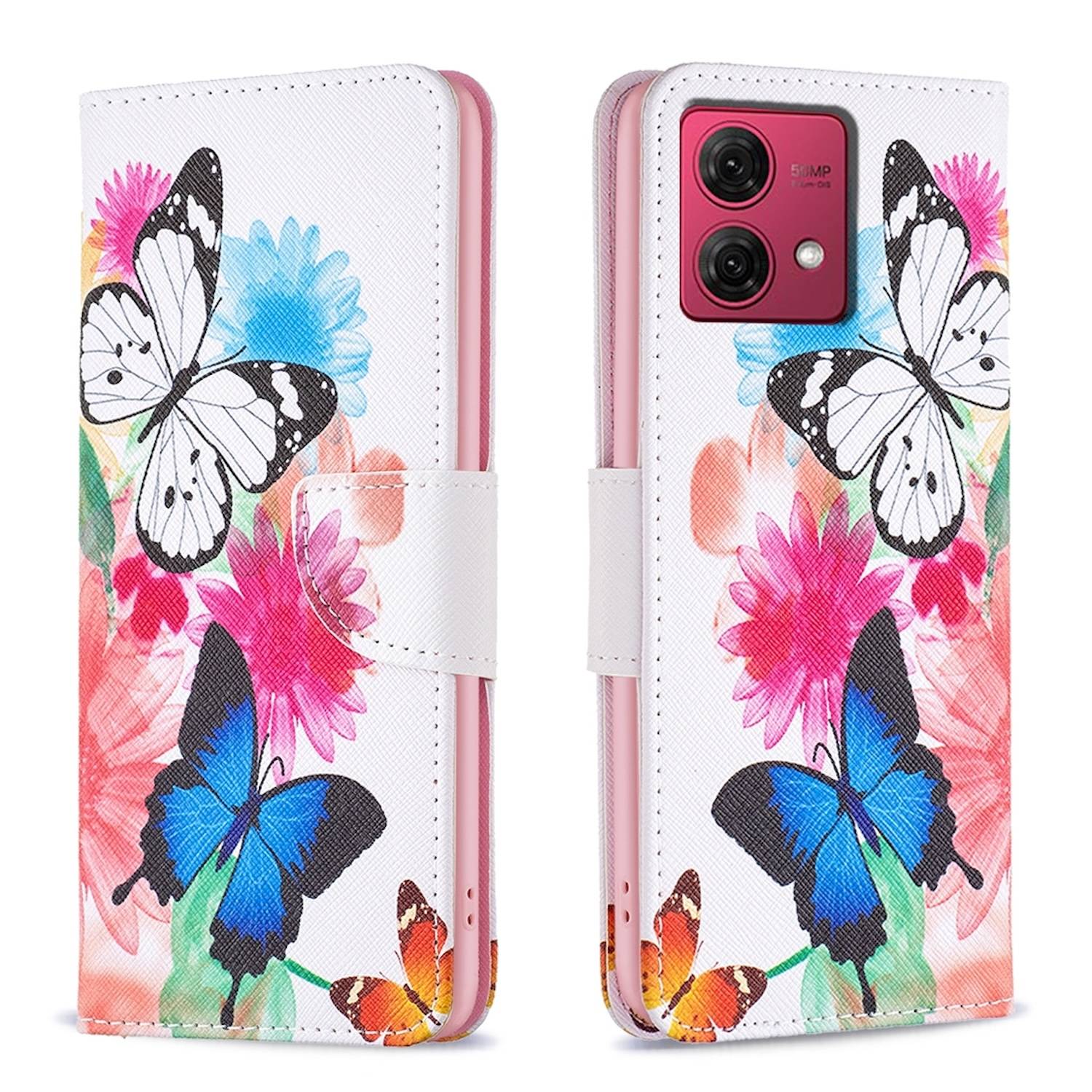 Für Motorola Moto G84 5G Kunst Leder Book Wallet Schutz Tasche Motiv 2