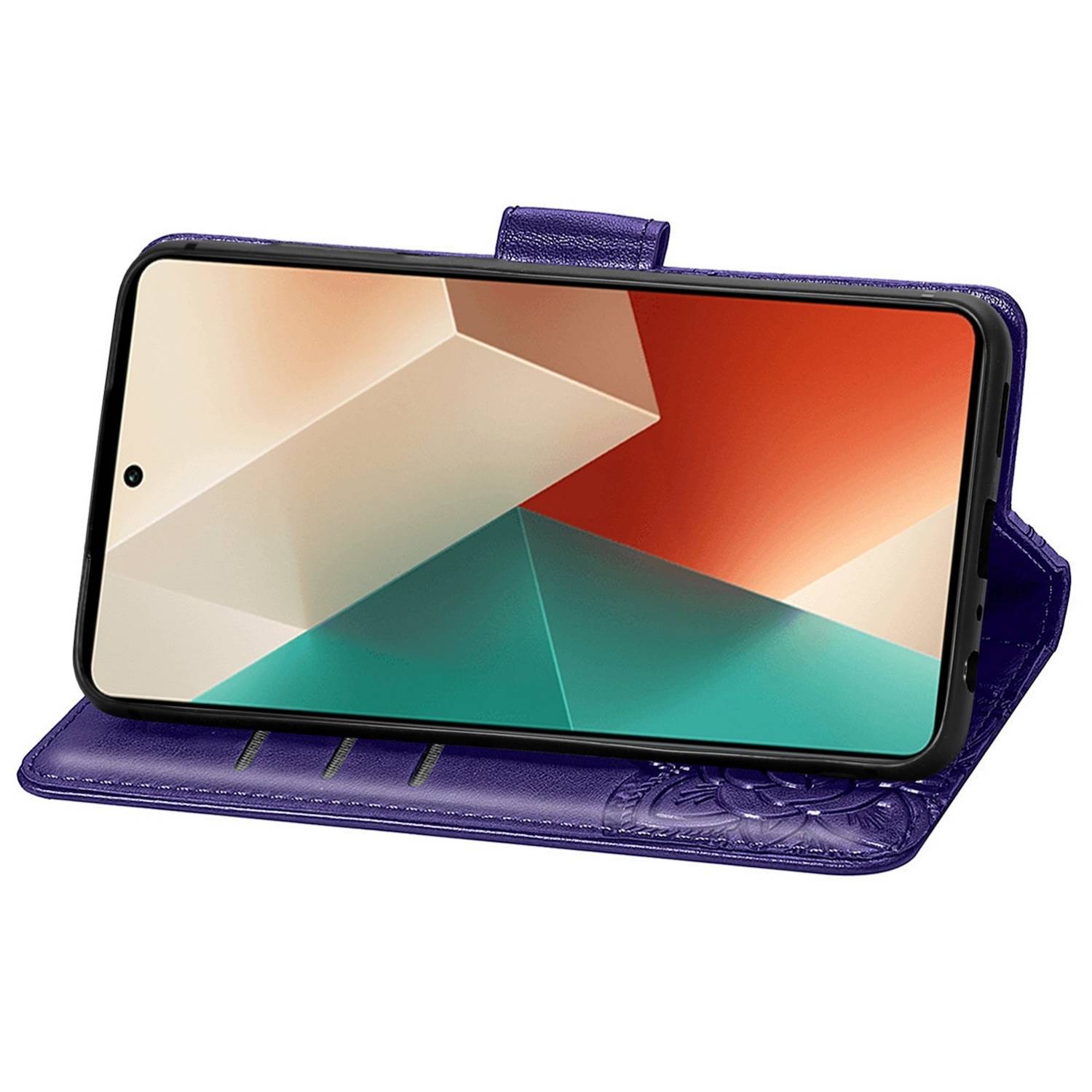 Für Xiaomi Poco M6 Pro 4G / Redmi Note 13 Pro 4G Kunstleder Wallet Handy Tasche Schmetterling Design Schutz Hülle Lila