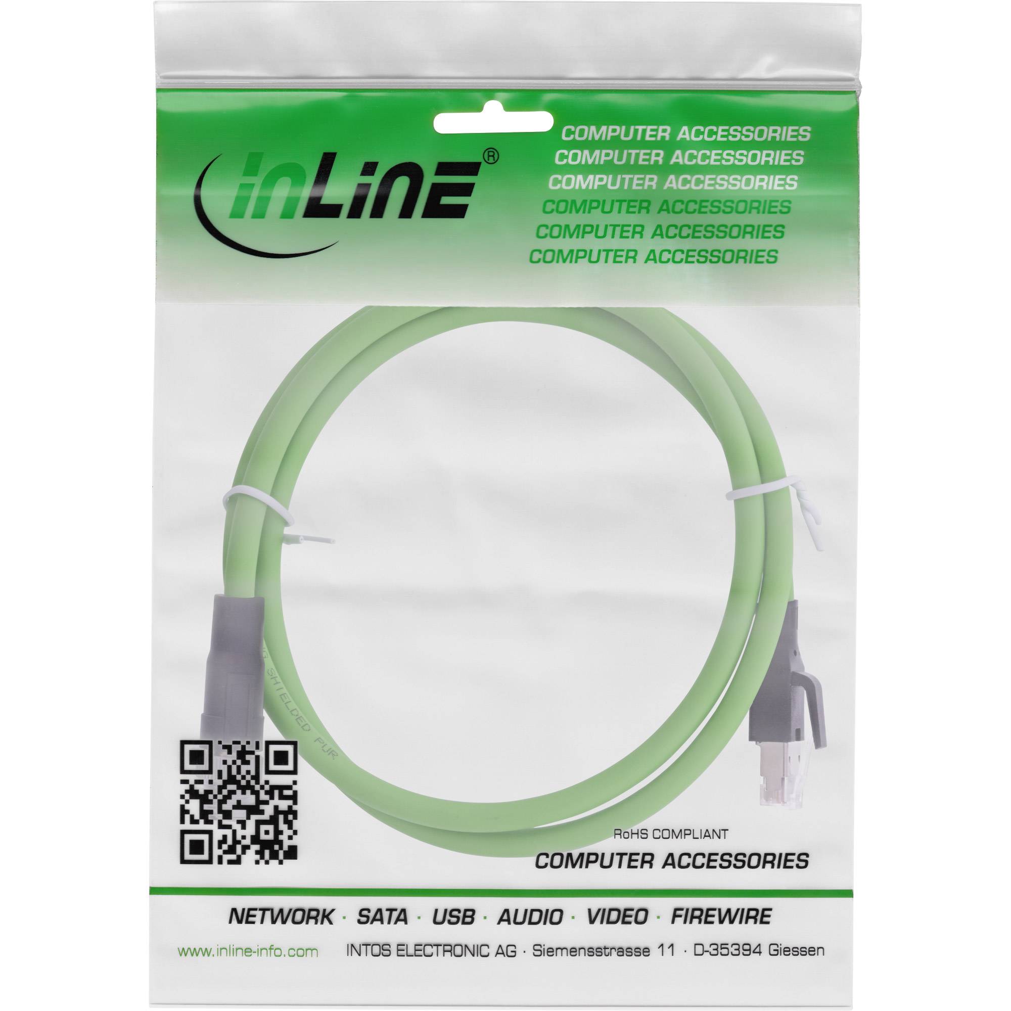 INLINE - Industrie Netzwerkkabel - M12 8-pin X-kodiert St. zu RJ45 St. - Cat.6A 20m
