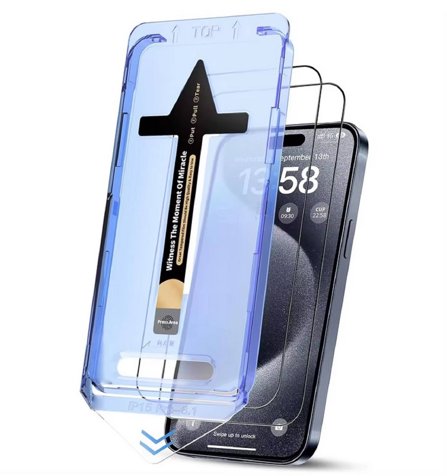 Kopie von 1x 9H Panzerglas für iPhone 15 Pro 3D KLAR Staubfreie Installation echtes Tempered Glass Panzerhartglas Schutzglas Displayschutz