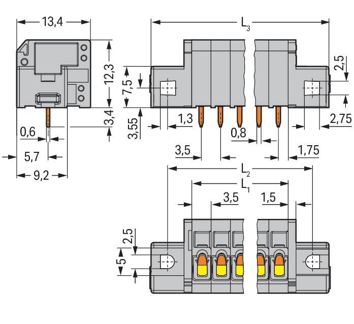 WAGO GmbH & Co. KG Leiterplattenklemme 739-307/001-000