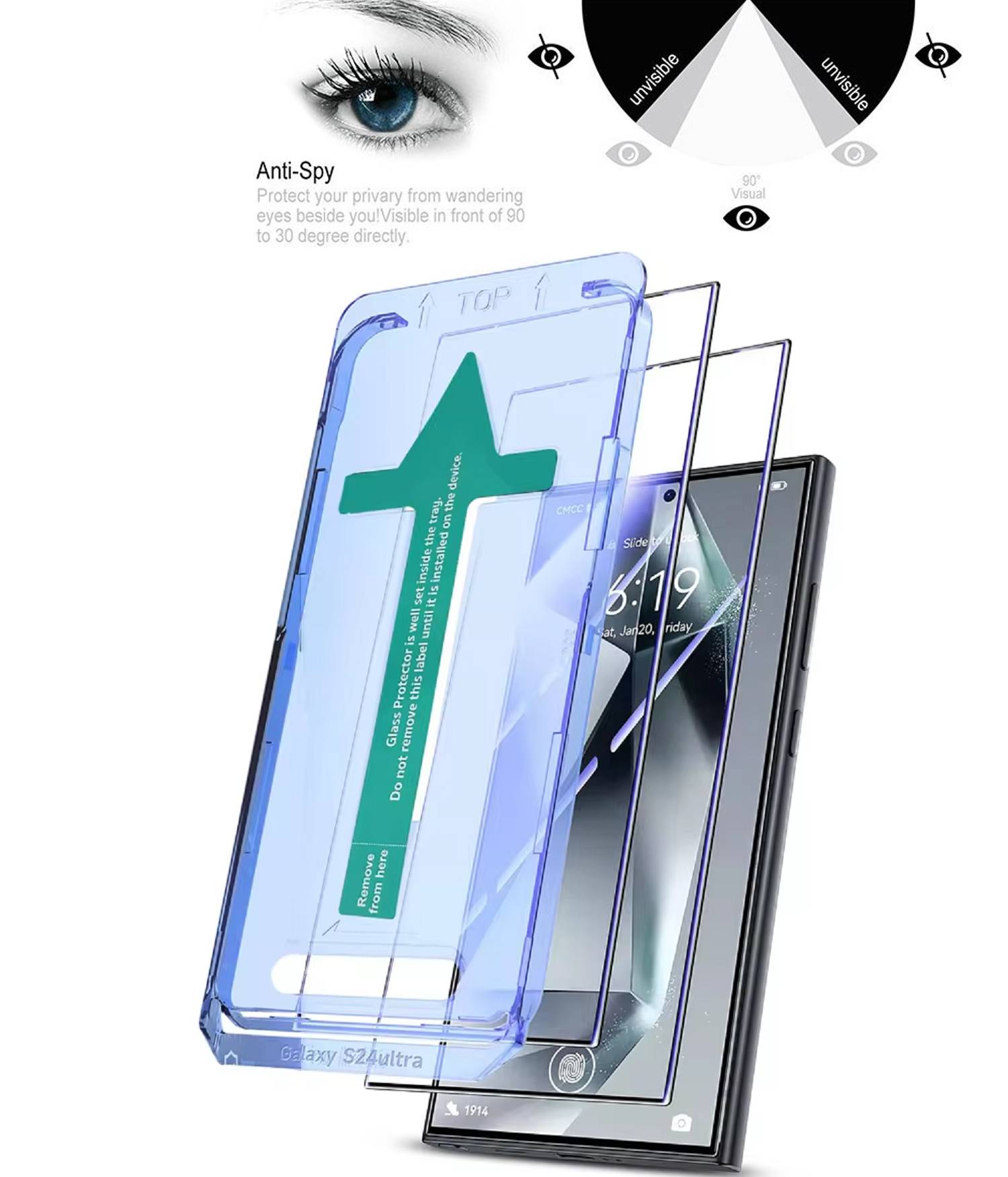 Kopie von 1x Blickschutz 9H Panzerglas für Samsung Galaxy S24 Plus PRIVACY ANTI-SPY Staubfreie Installation echtes Tempered Glass Panzerhartglas