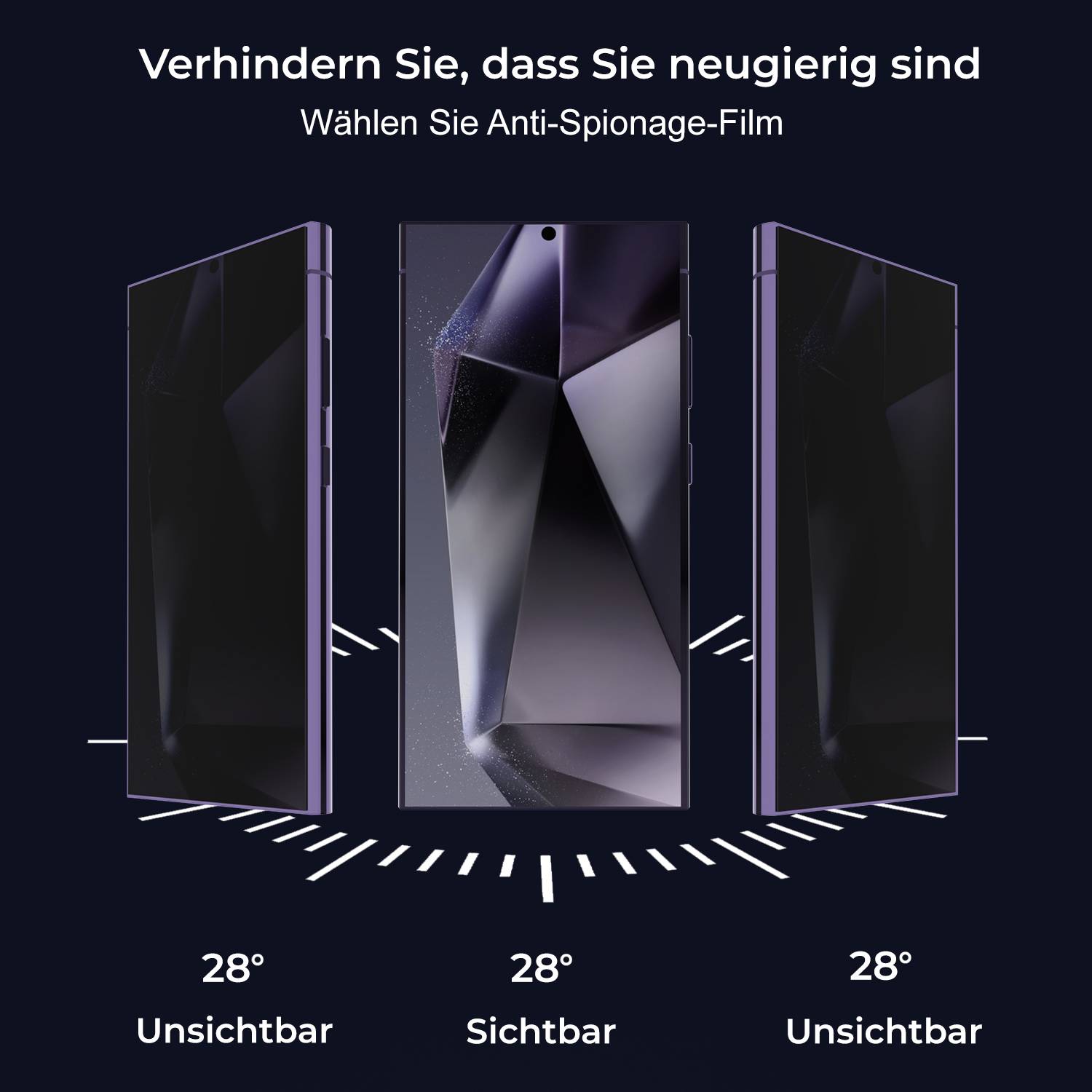 3x Blickschutz 9H Panzerglas für Samsung Galaxy S24 Ultra Anti-Spy Tempered Glass Schutzglas Displayschutz Schutzfolie Screen-Protector