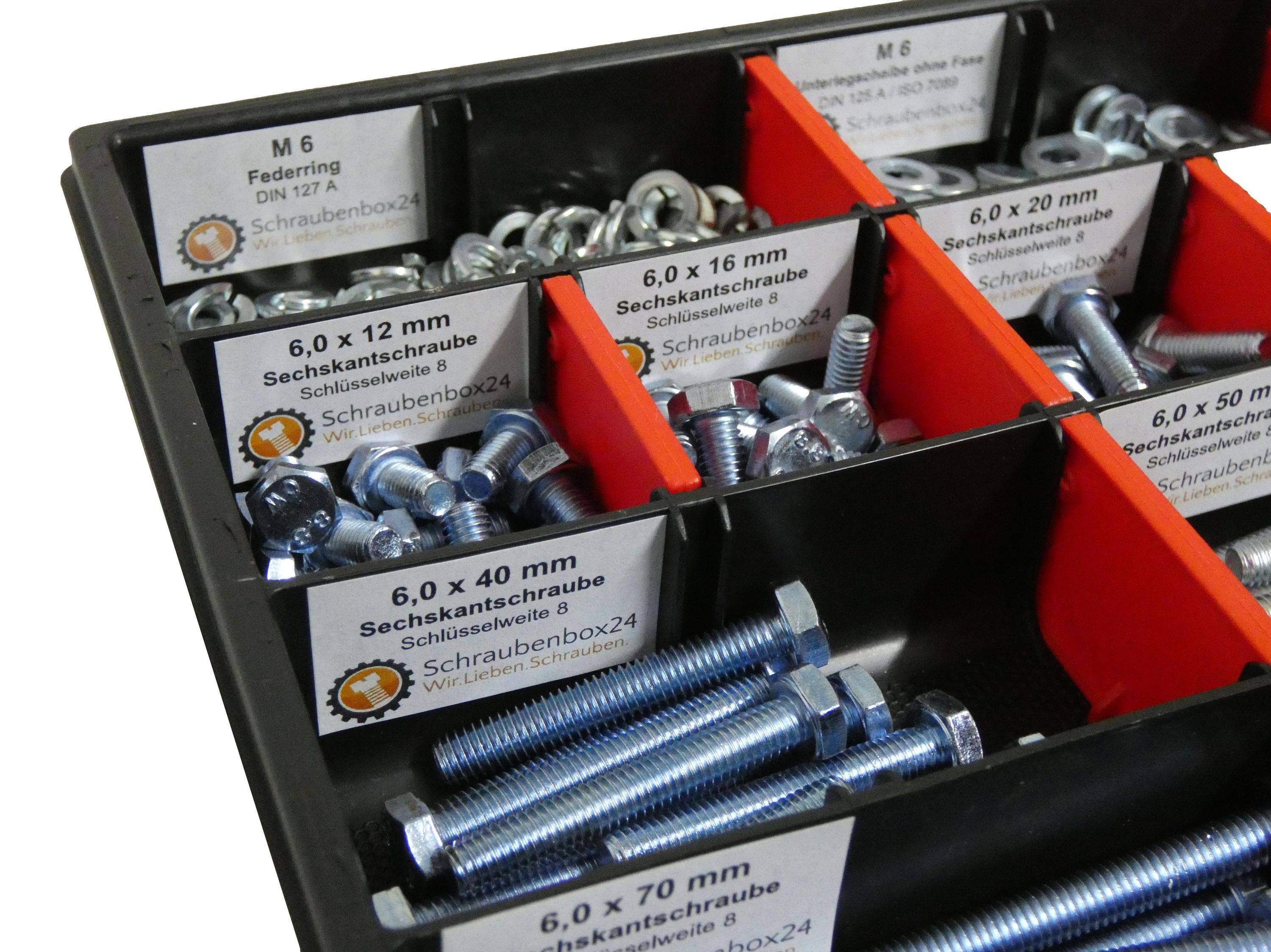 700 tlg Sechskantschrauben Sortiment mit Muttern Unterlegscheiben Federringen M5 // 12mm-80mm Schrauben Set