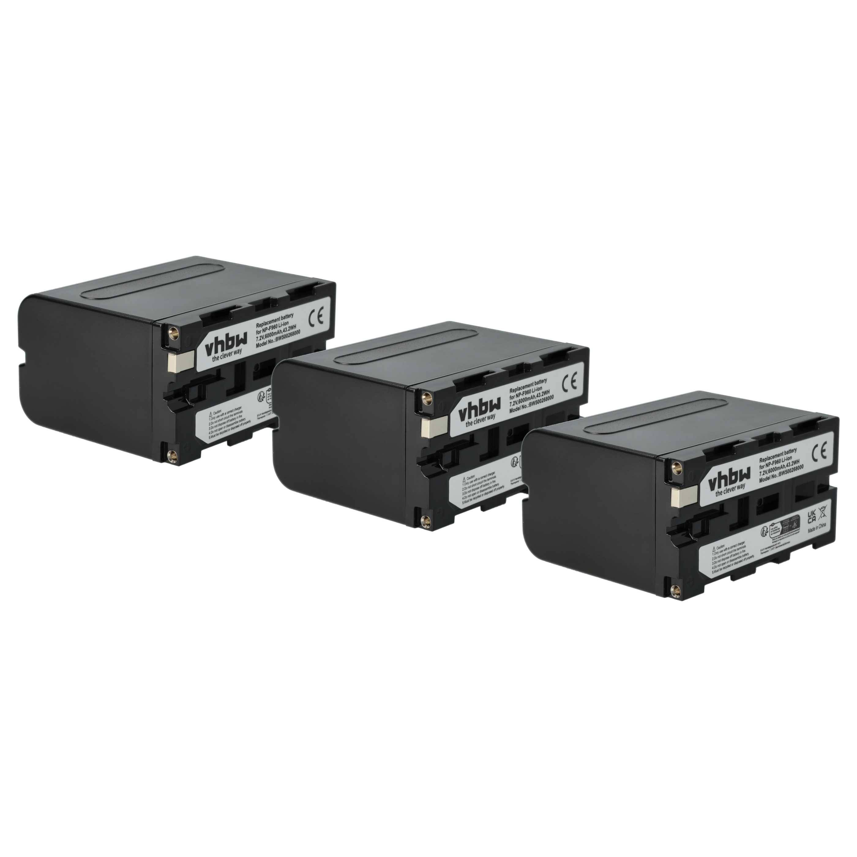 vhbw 3x Akku kompatibel mit Panasonic NV-DS5EG, NV-DS1EG, NV-DS100, NV-DR1, NV-DP1, NV-DX1 Videokamera Camcorder (6000 mAh, 7,2 V, Li-Ion)