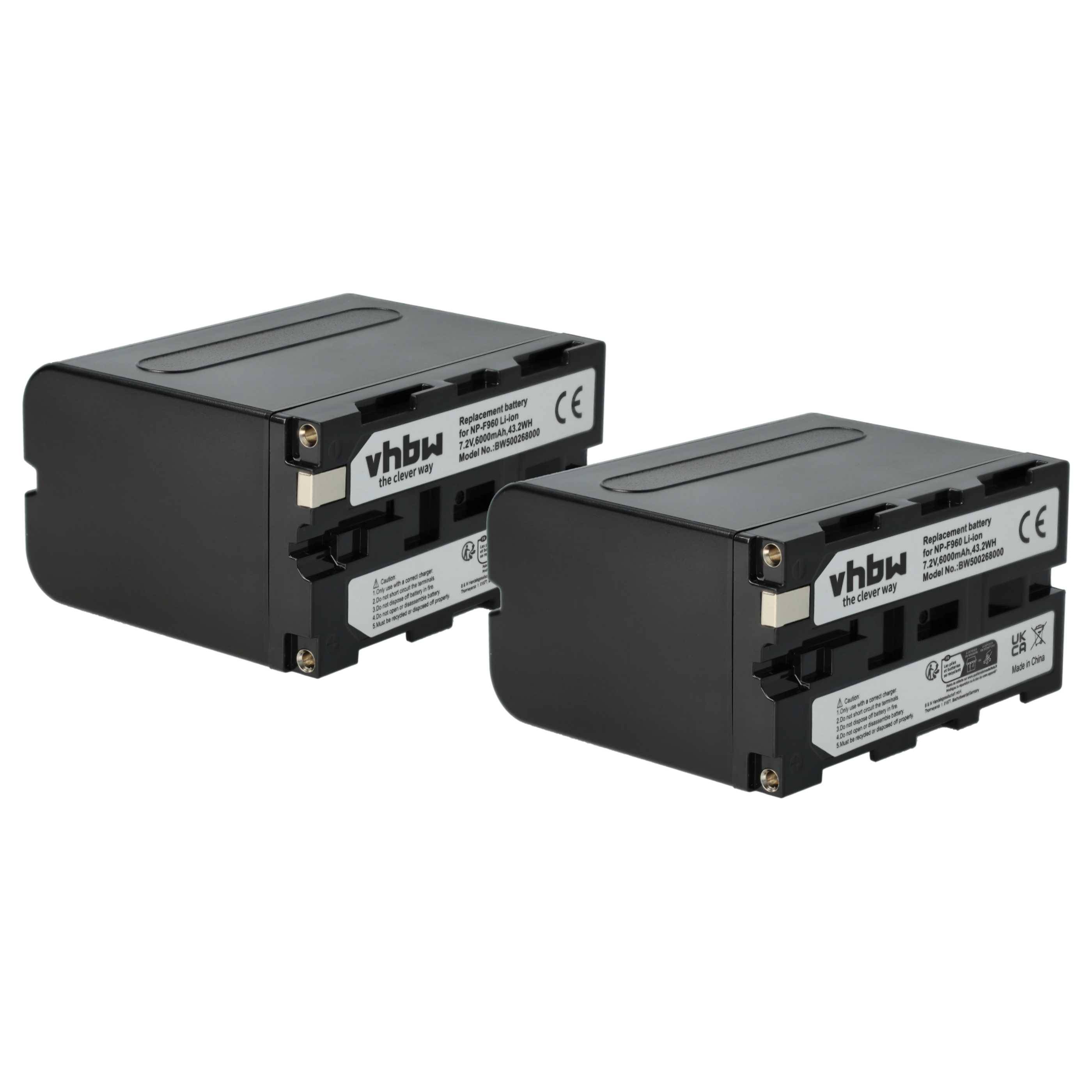 vhbw 2x Akku kompatibel mit Panasonic NV-DX110, VME-430E, NV-DX1E, NV-DX110EG, NV-DX100EG Videokamera Camcorder (6000 mAh, 7,2 V, Li-Ion)