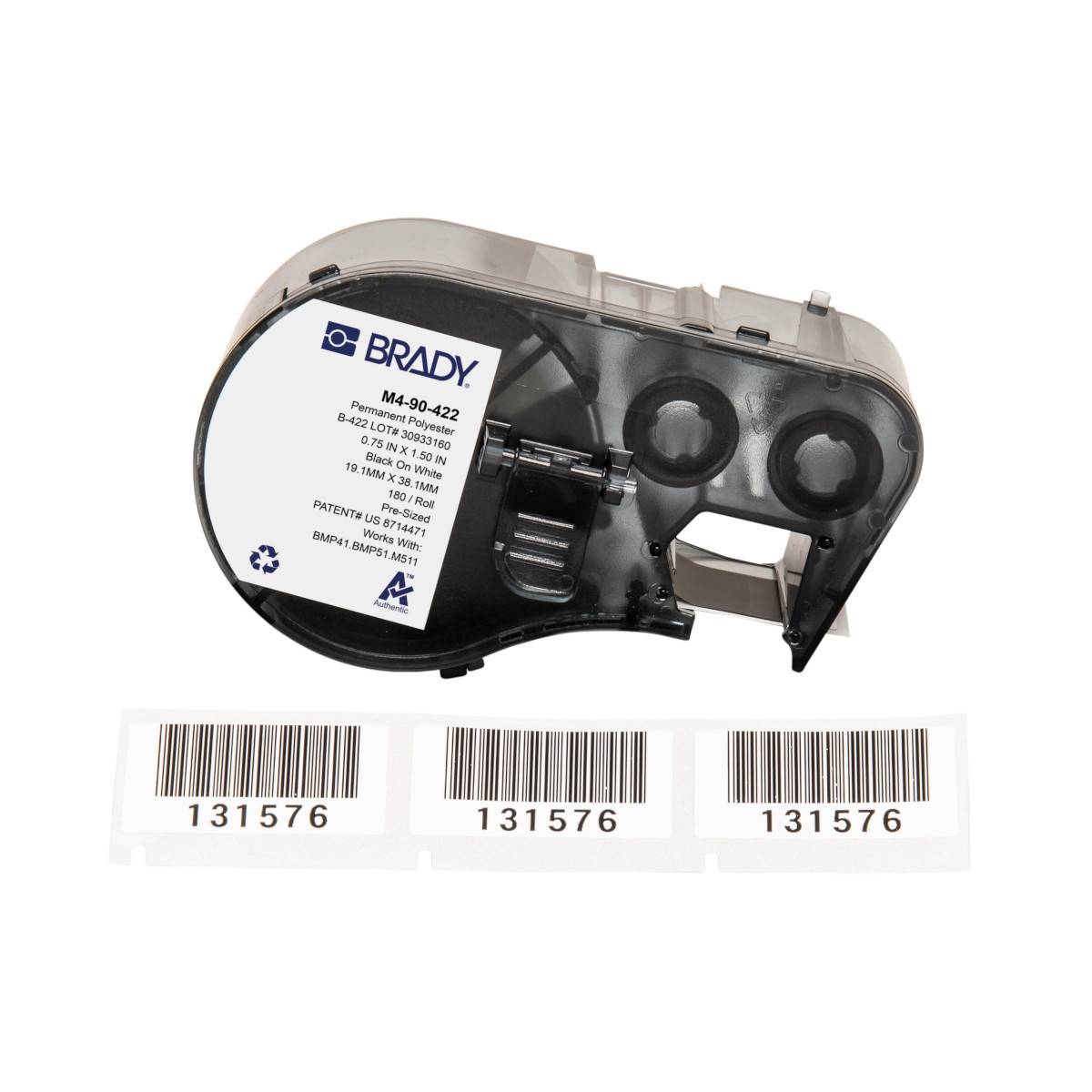 Etiketten aus Polyester, 19,05 mm x 38,1 mm, weiß, Brady M4-90-422