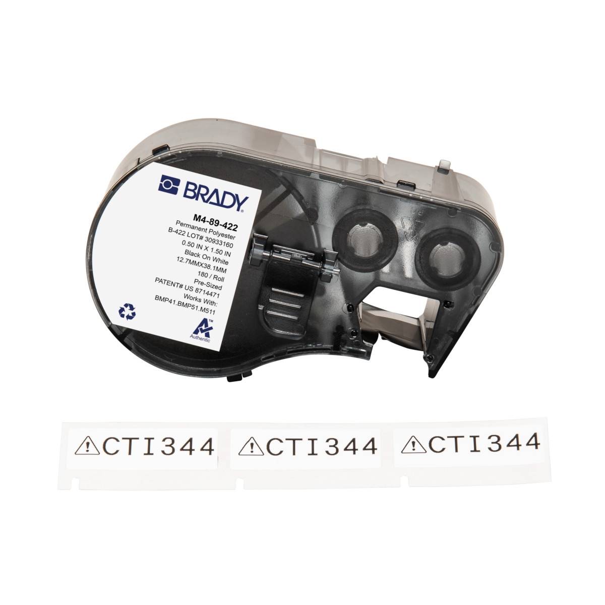 Etiketten aus Polyester, 12,7 mm x 38,1 mm, weiß, Brady M4-89-422