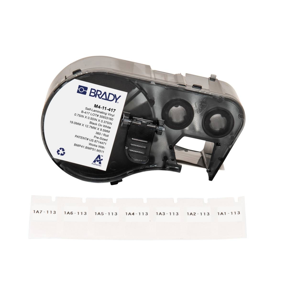 selbstlaminierende Etiketten aus Vinyl, 12,7 mm x 19,05 mm, weiß/transparent, Brady M4-11-427