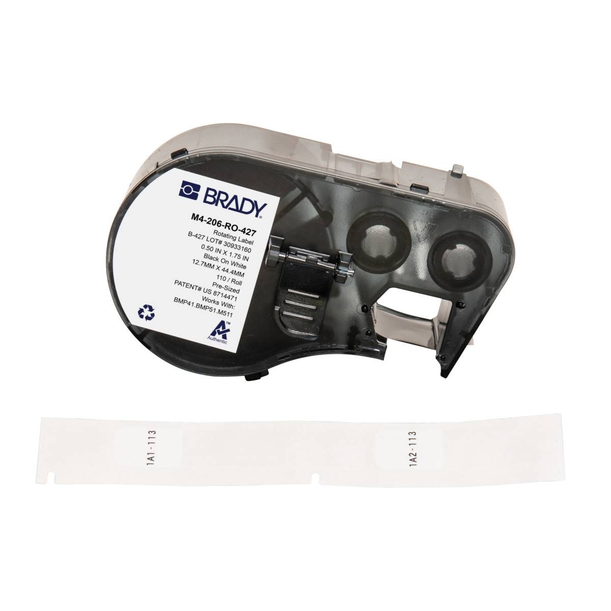 selbstlaminierende Etiketten aus Vinyl, 12,7 mm x 44,45 mm, weiß/transparent, Brady M4-206-RO-427