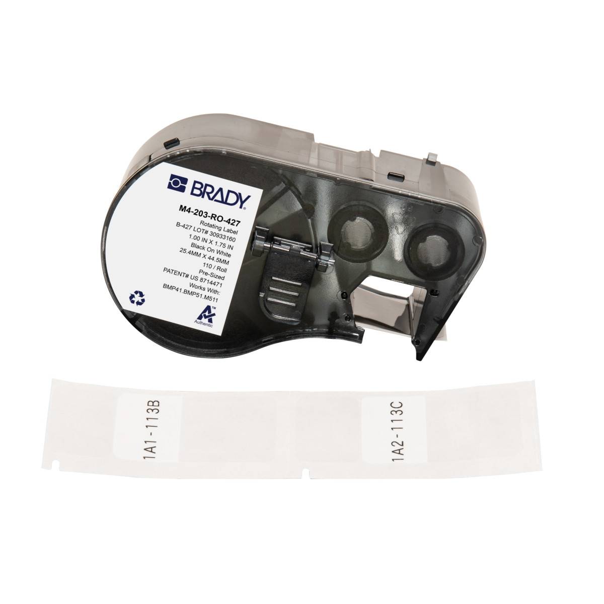 selbstlaminierende Etiketten aus Vinyl, 25,4 mm x 44,45 mm, weiß/transparent, Brady M4-203-RO-427