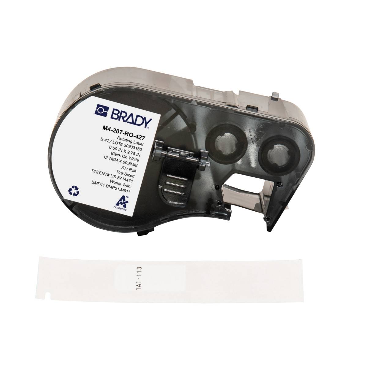 selbstlaminierende Etiketten aus Vinyl, 12,7 mm x 69,85 mm, weiß/transparent, Brady M4-207-RO-427