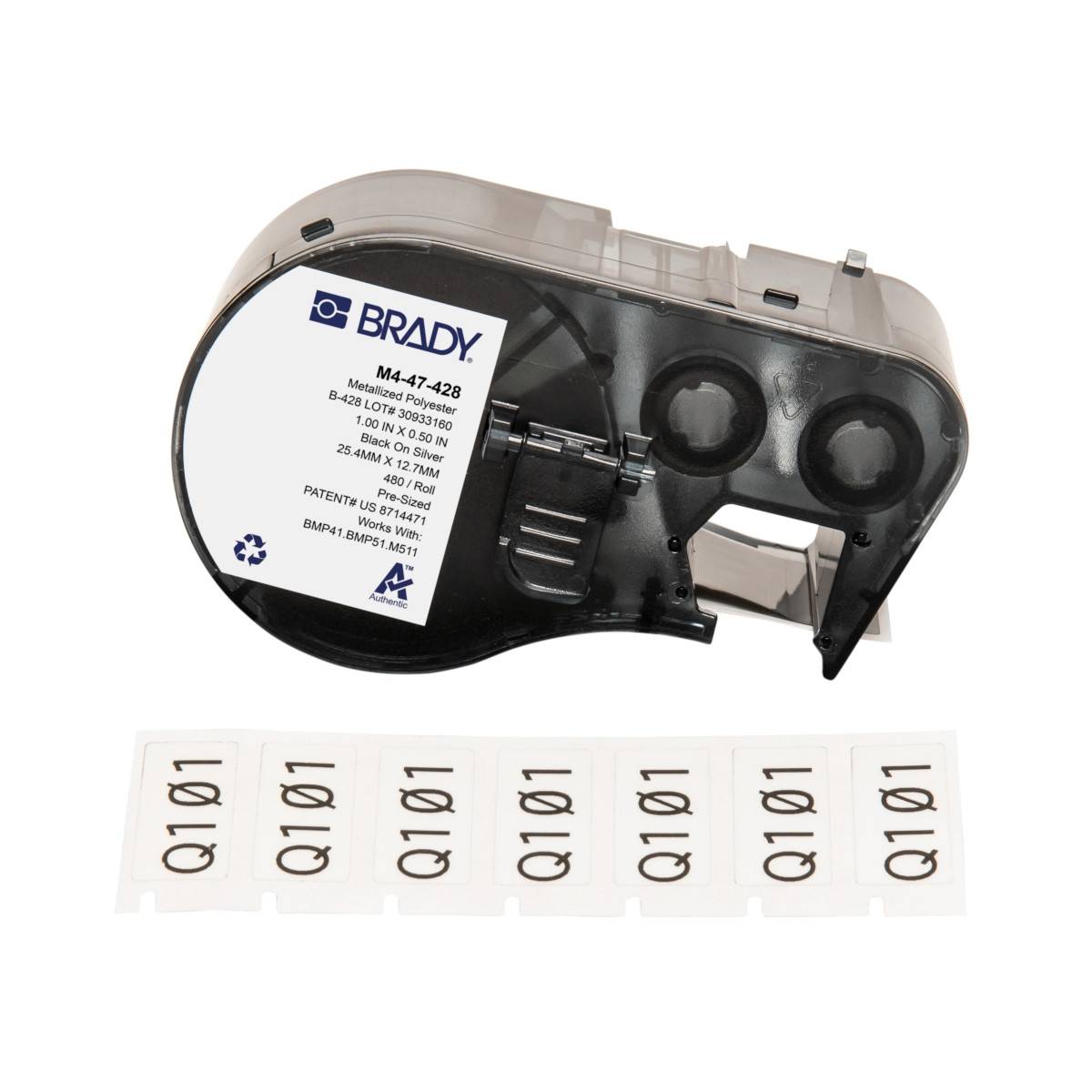 Etiketten aus Polyester, 25,4 mm x 12,7 mm, silber, Brady M4-47-428