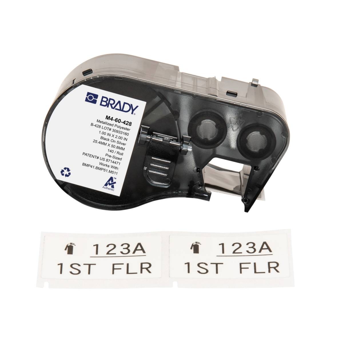 Etiketten aus Polyester, 25,4 mm x 50,8 mm, silber, Brady M4-60-428