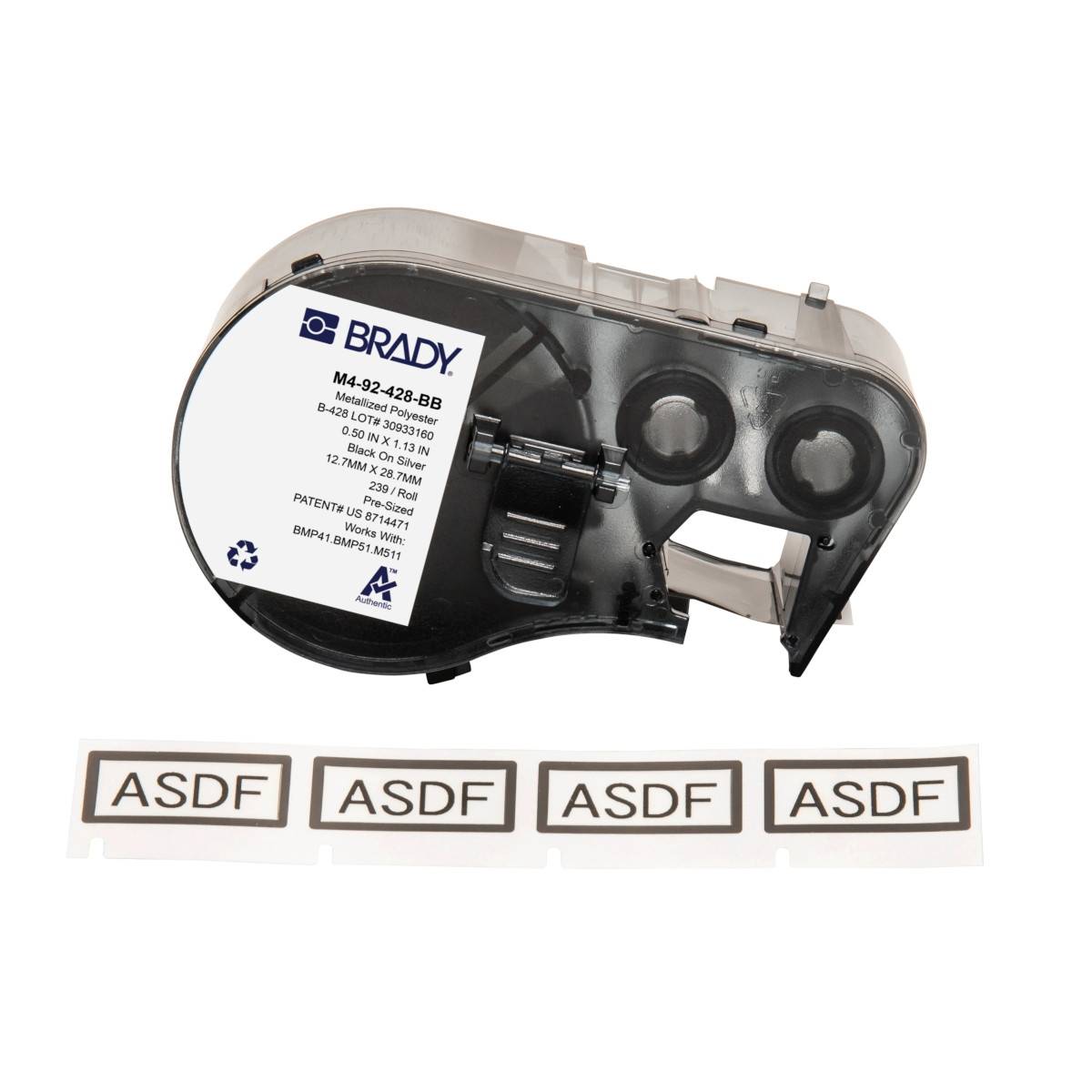 Etiketten aus Polyester, 12,7 mm x 33,02 mm, silber, Brady M4-92-428-BB