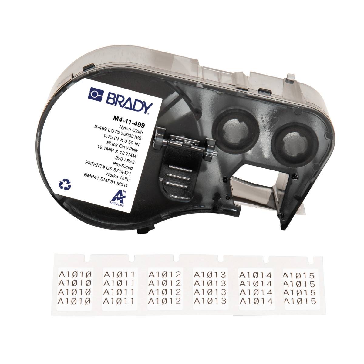 Etiketten aus Nylongewebe, 19,05 mm x 12,7 mm, weiß, Brady M4-11-499