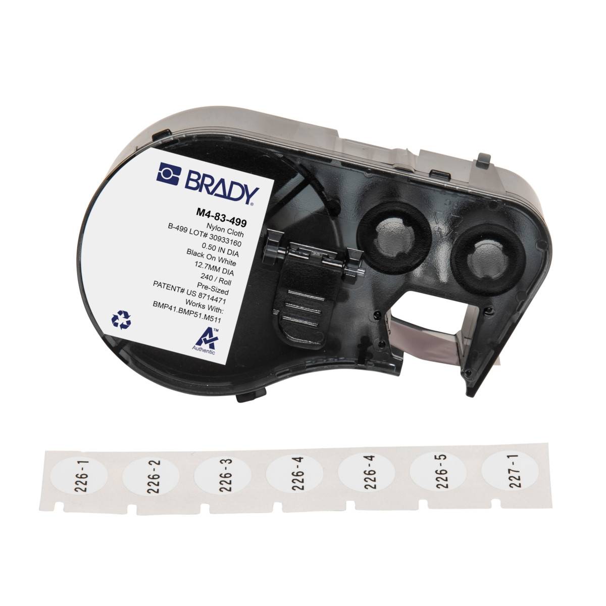 Etiketten aus Nylongewebe, 12,7 mm x mm, weiß, Brady M4-83-499