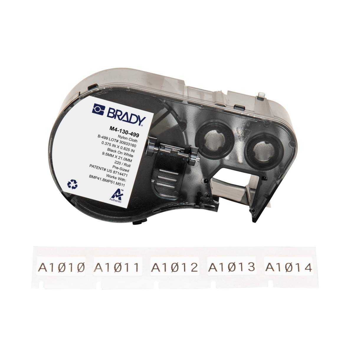 Etiketten aus Nylongewebe, 9,53 mm x 20,96 mm, weiß, Brady M4-130-499