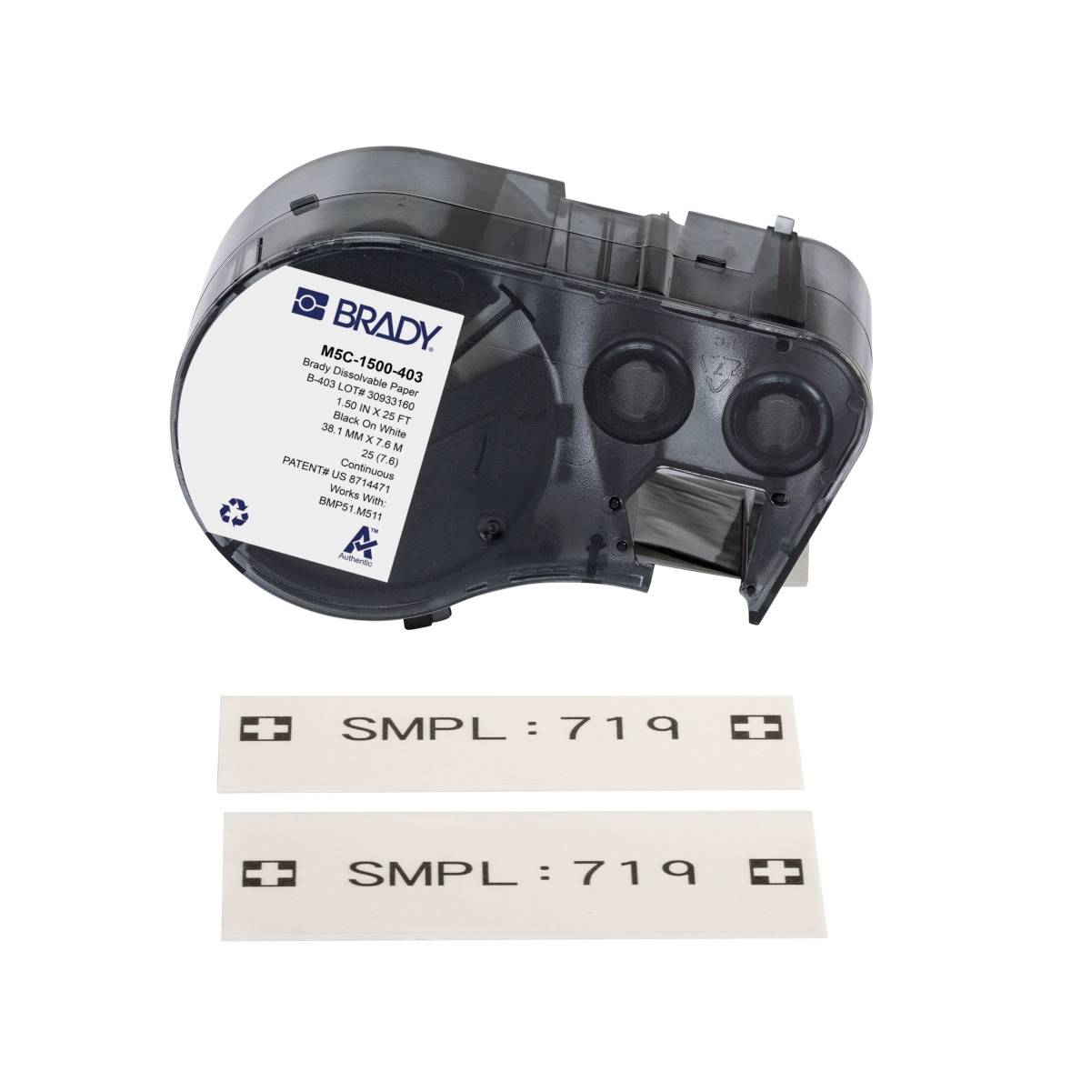 Endlos-Etikett aus Papier, 38,1 mm x 7,62 m, weiß, Brady M5C-1500-403