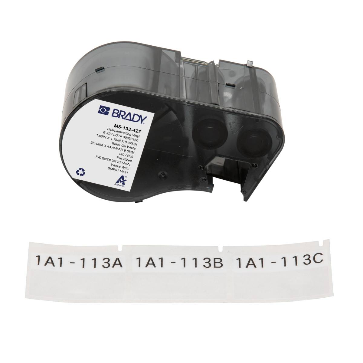 selbstlaminierende Etiketten aus Vinyl, 44,45 mm x 25,4 mm, weiß/transparent, Brady M5-133-427