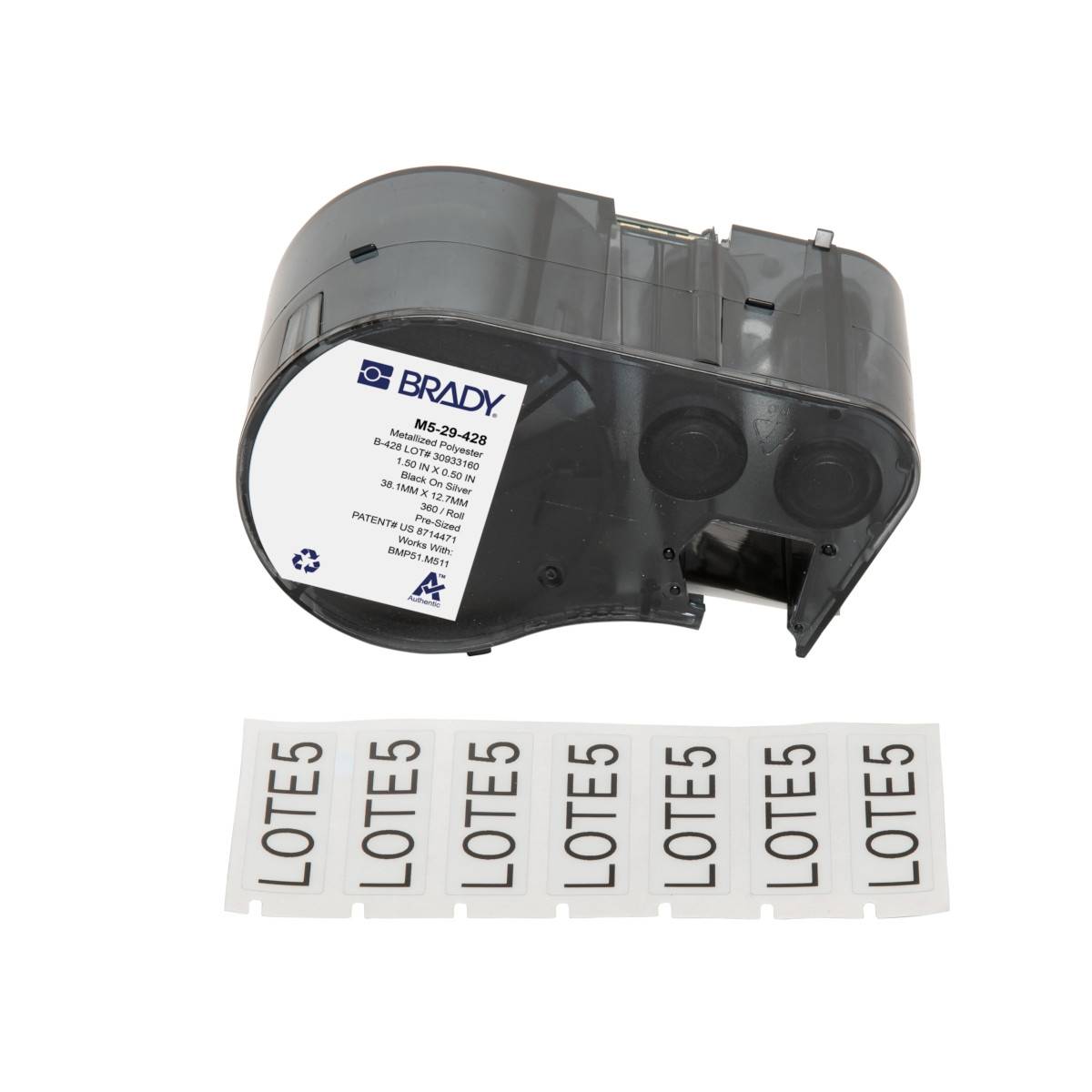 Etiketten aus Polyester, 38,1 mm x 12,7 mm, silber, Brady M5-29-428