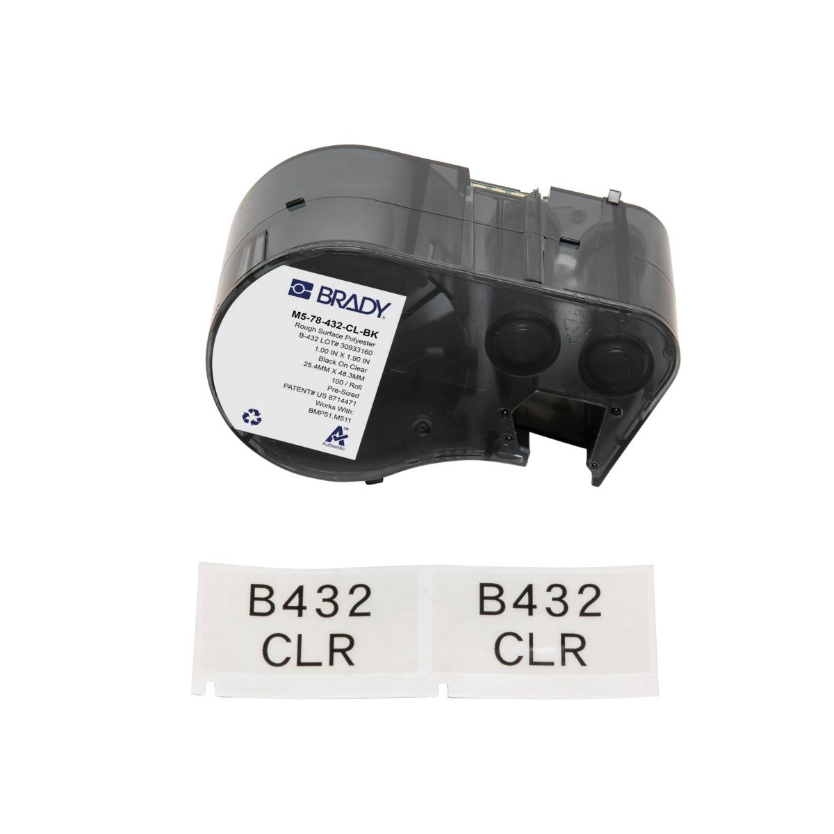 Etiketten aus Polyester, 22,86 mm x 48,26 mm, transparent, Brady M5-78-432-CL-BK