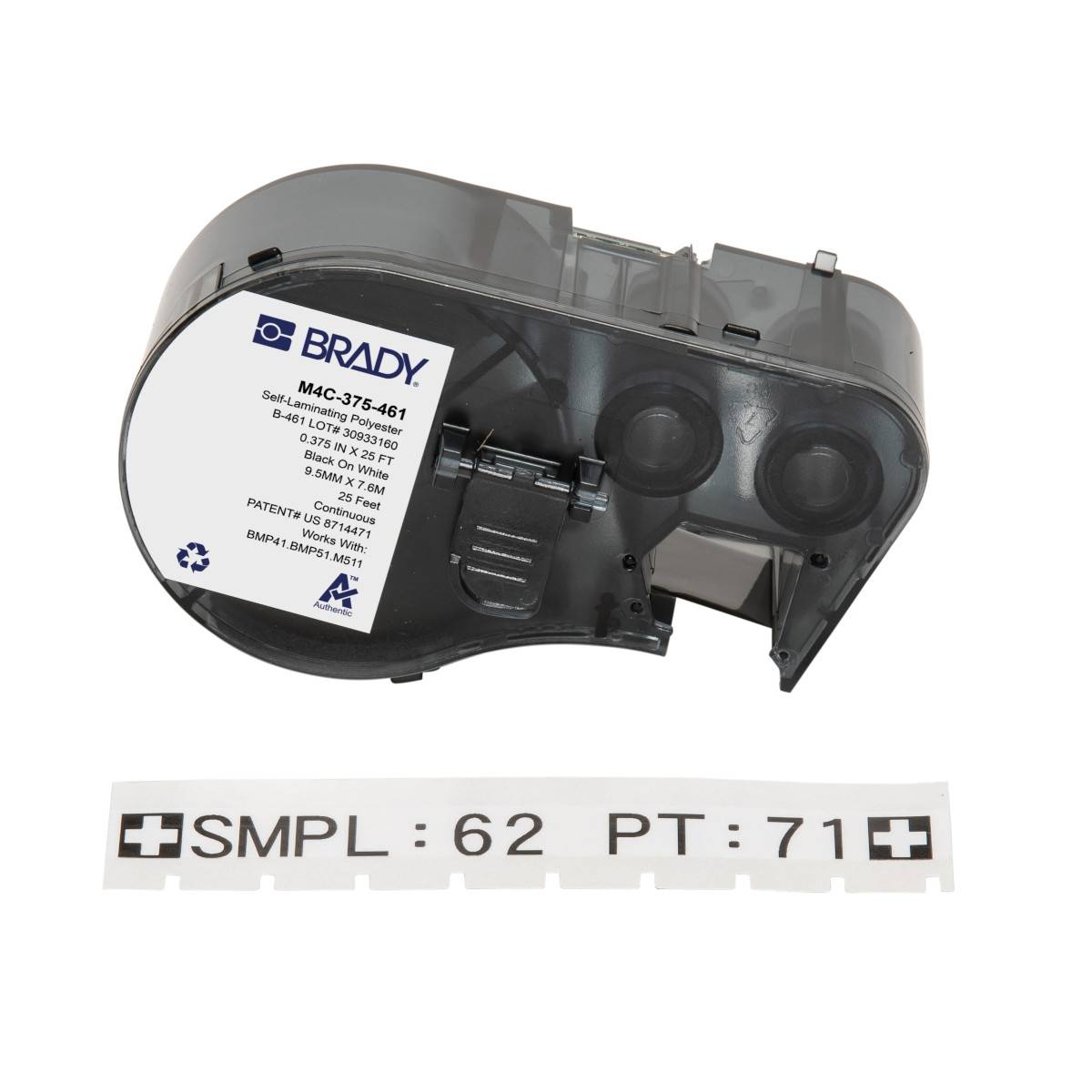 Endlos-Etikett aus Polyester, 9,53 mm x 7,62 m, weiß, Brady M4C-375-461