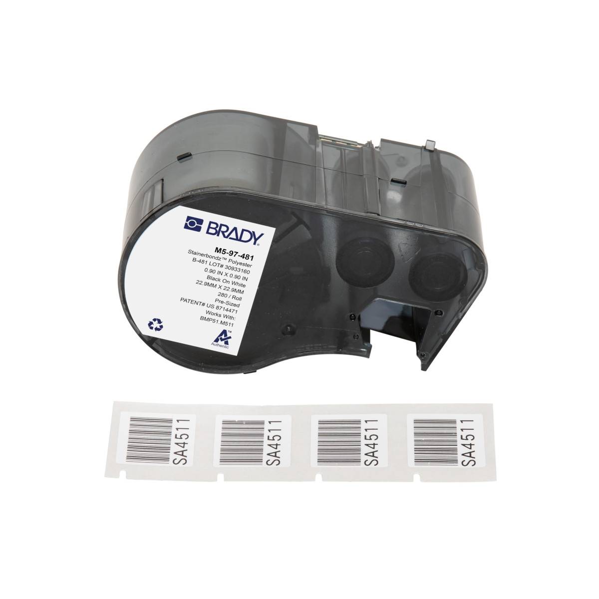 Etiketten aus Polyester, 22,86 mm x 22,86 mm, weiß, Brady M5-97-481