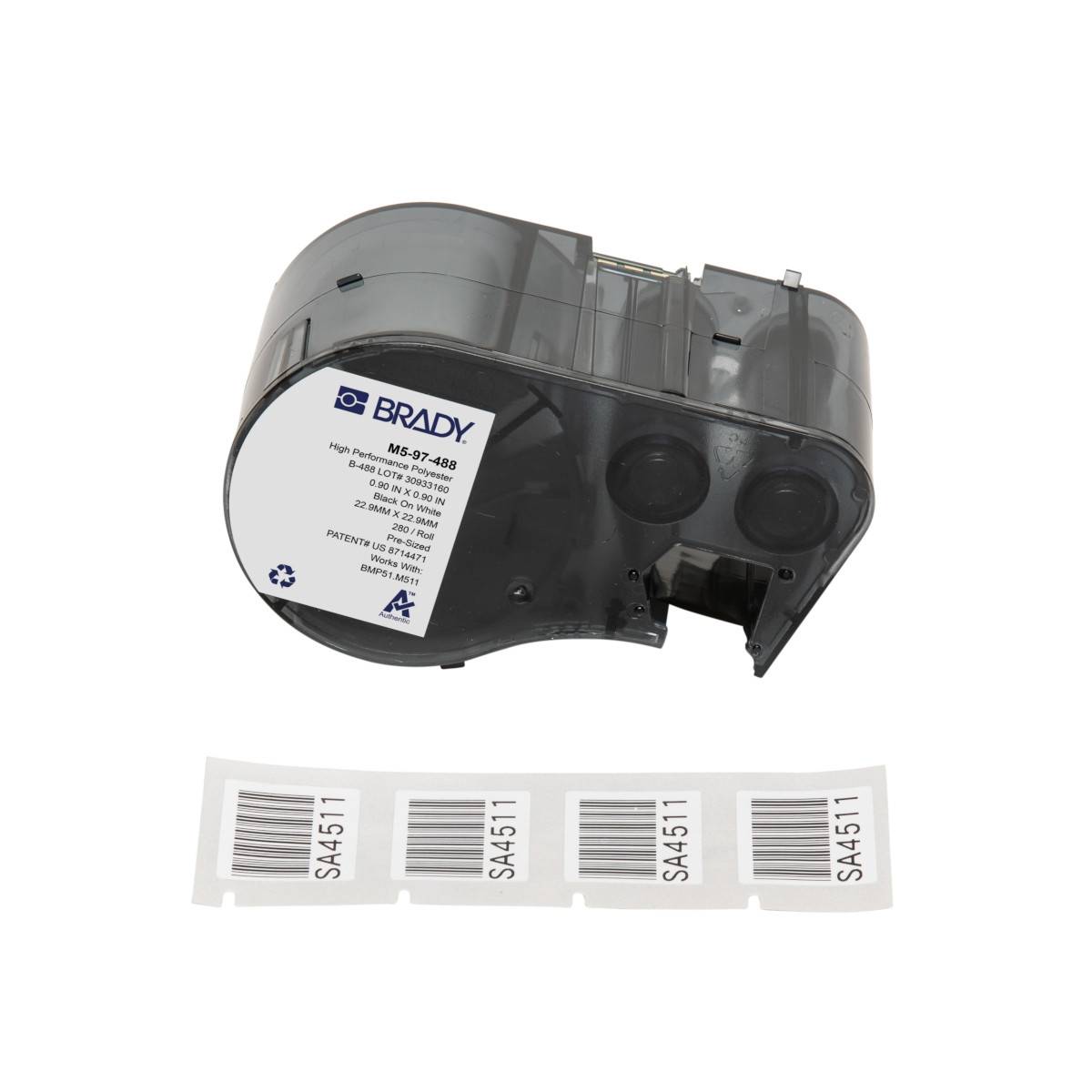 Etiketten aus Polyester, 22,86 mm x 22,86 mm, weiß, Brady M5-97-488