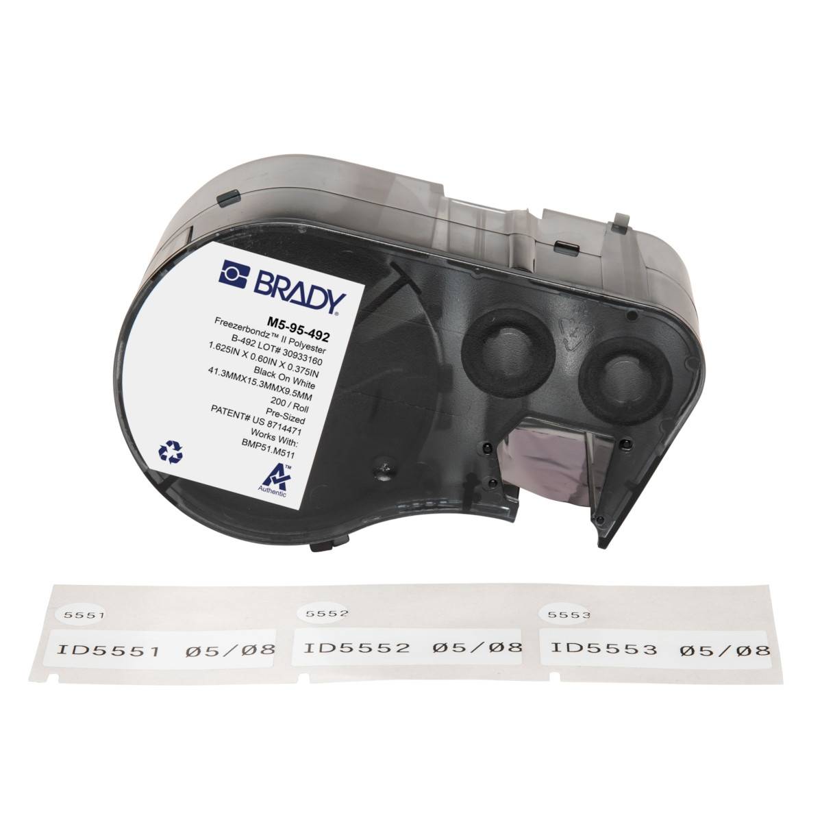 Etiketten aus Polyester, 15,24 mm x 41,28 mm, weiß, Brady M5-95-492