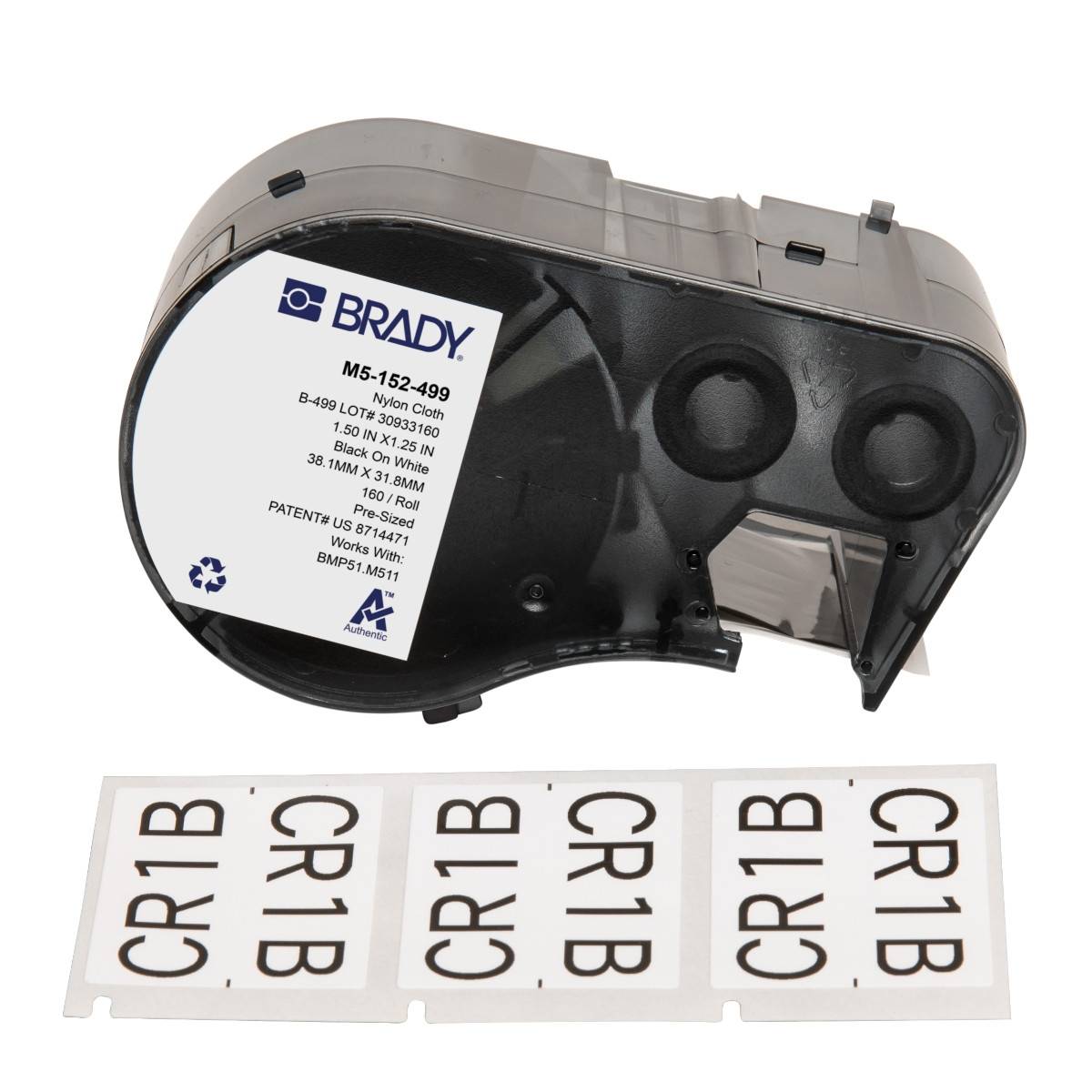 Etiketten aus Nylongewebe, 38,1 mm x 12,70 mm, weiß, Brady M5-152-499
